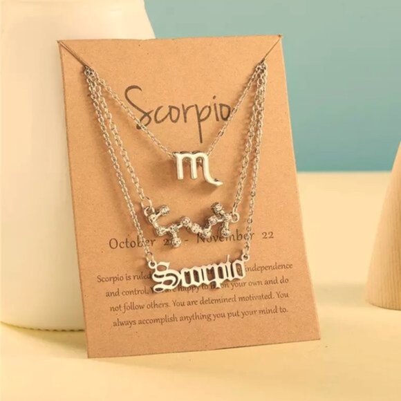 New Gold Scorpio Zodiac Constellation Necklace Set of 3 - Picture 1 of 4